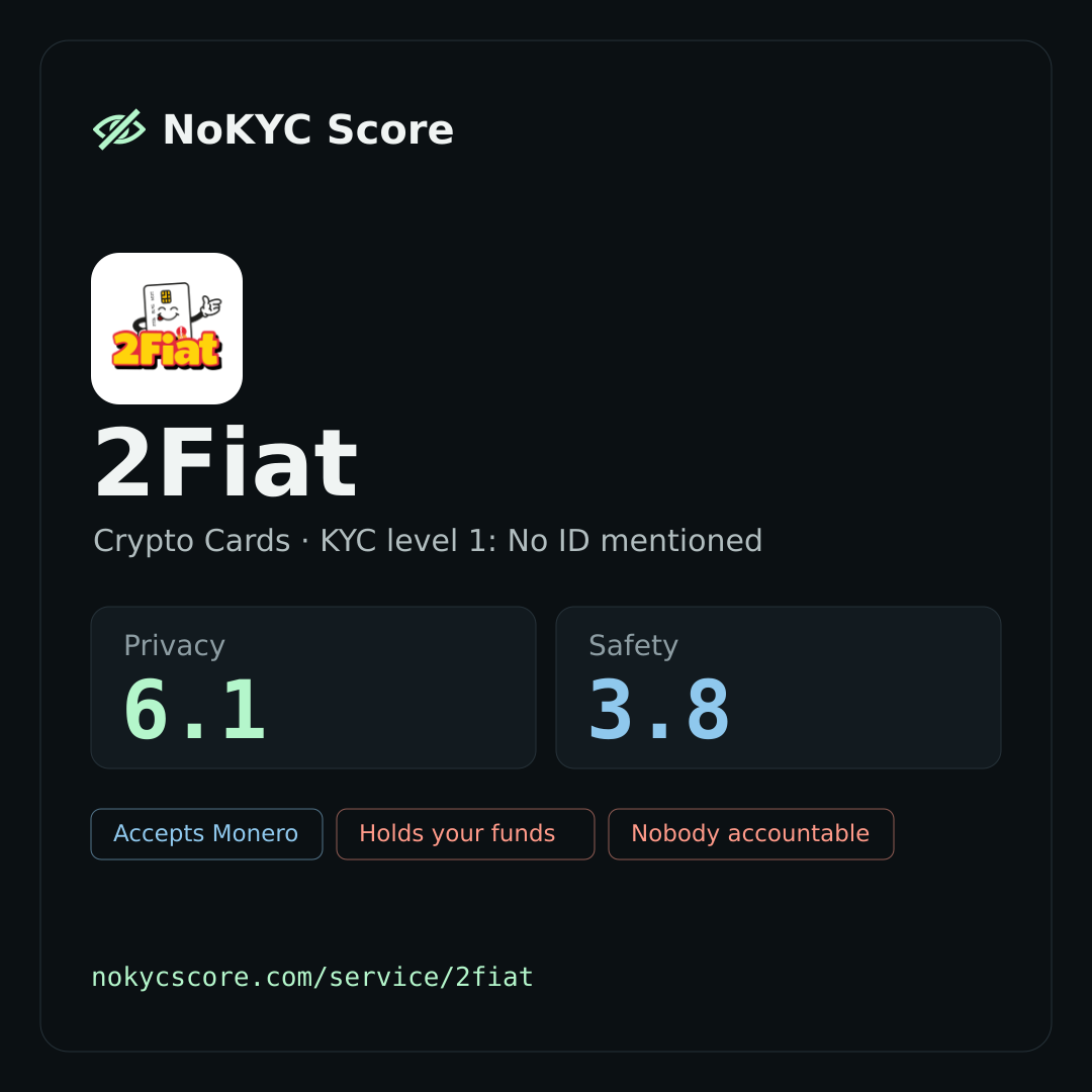 2Fiat on NoKYC Score