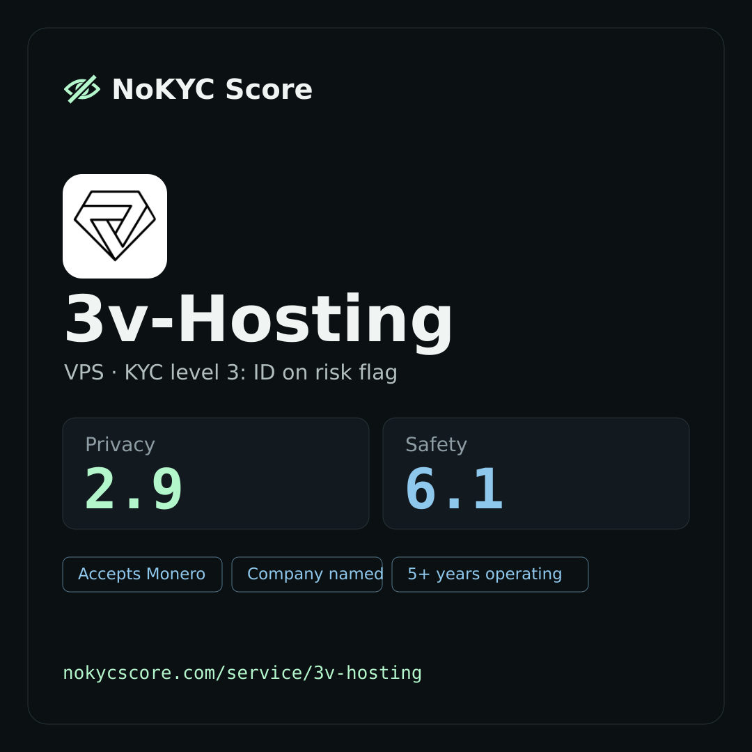 3v-Hosting on NoKYC Score