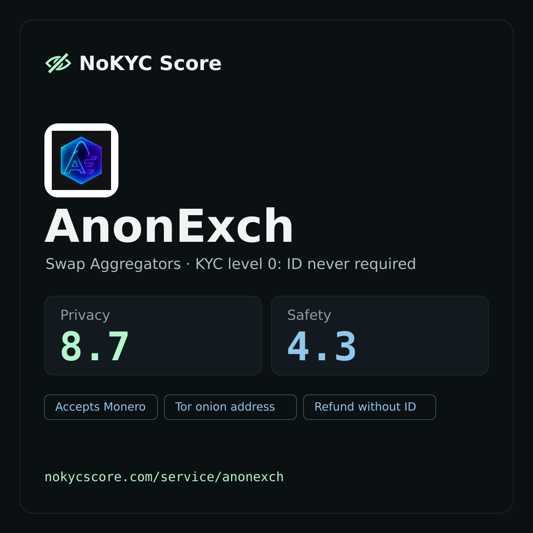 AnonExch on NoKYC Score