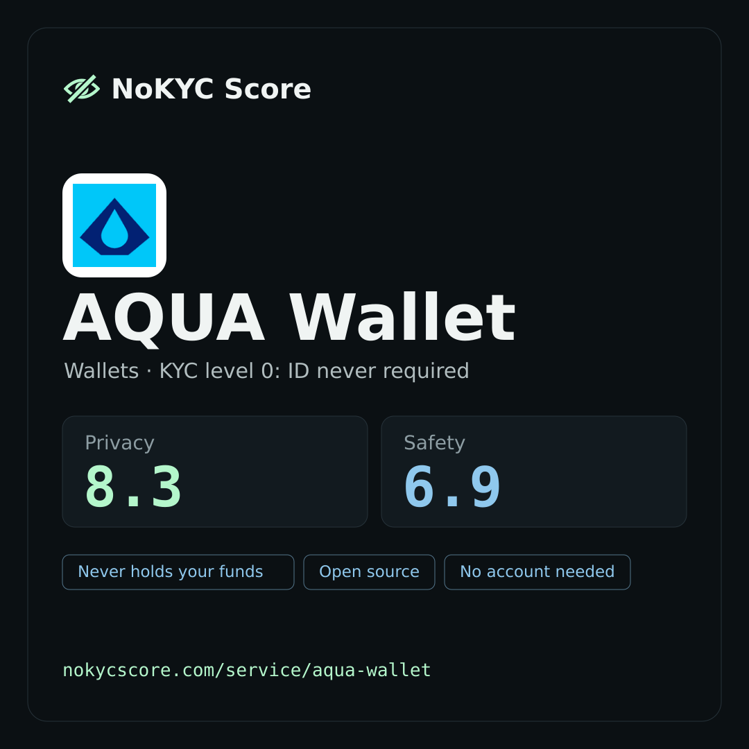AQUA Wallet on NoKYC Score