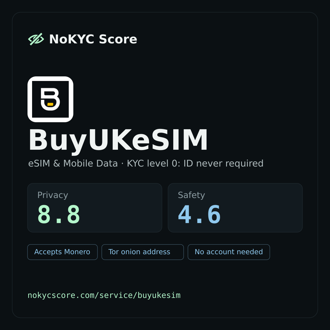 BuyUKeSIM on NoKYC Score