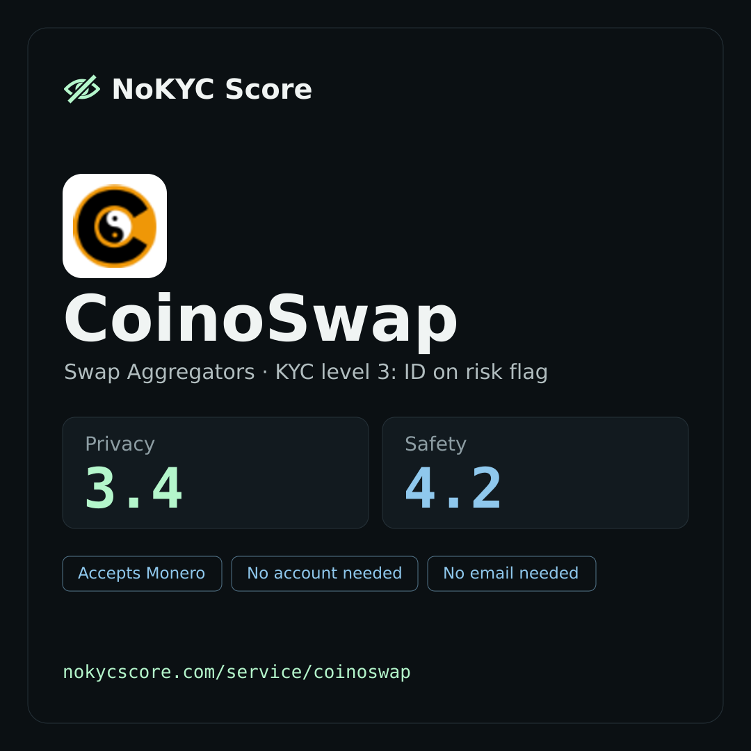 CoinoSwap on NoKYC Score