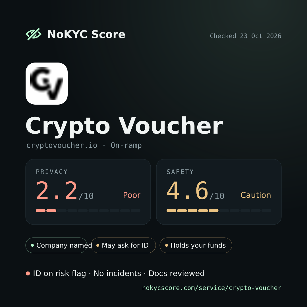 Crypto Voucher on NoKYC Score