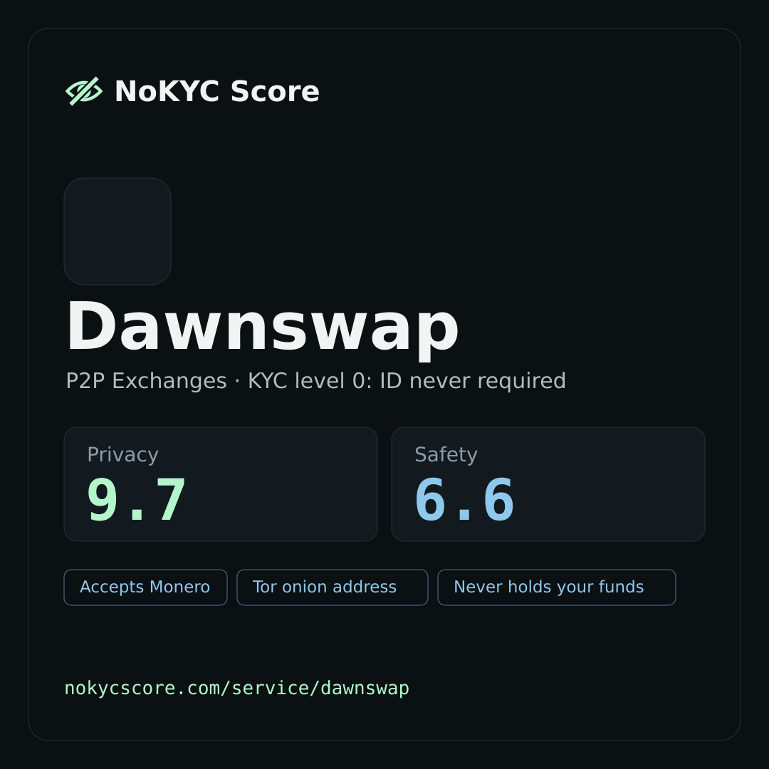 Dawnswap on NoKYC Score