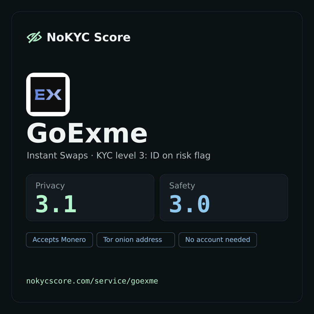 GoExme on NoKYC Score