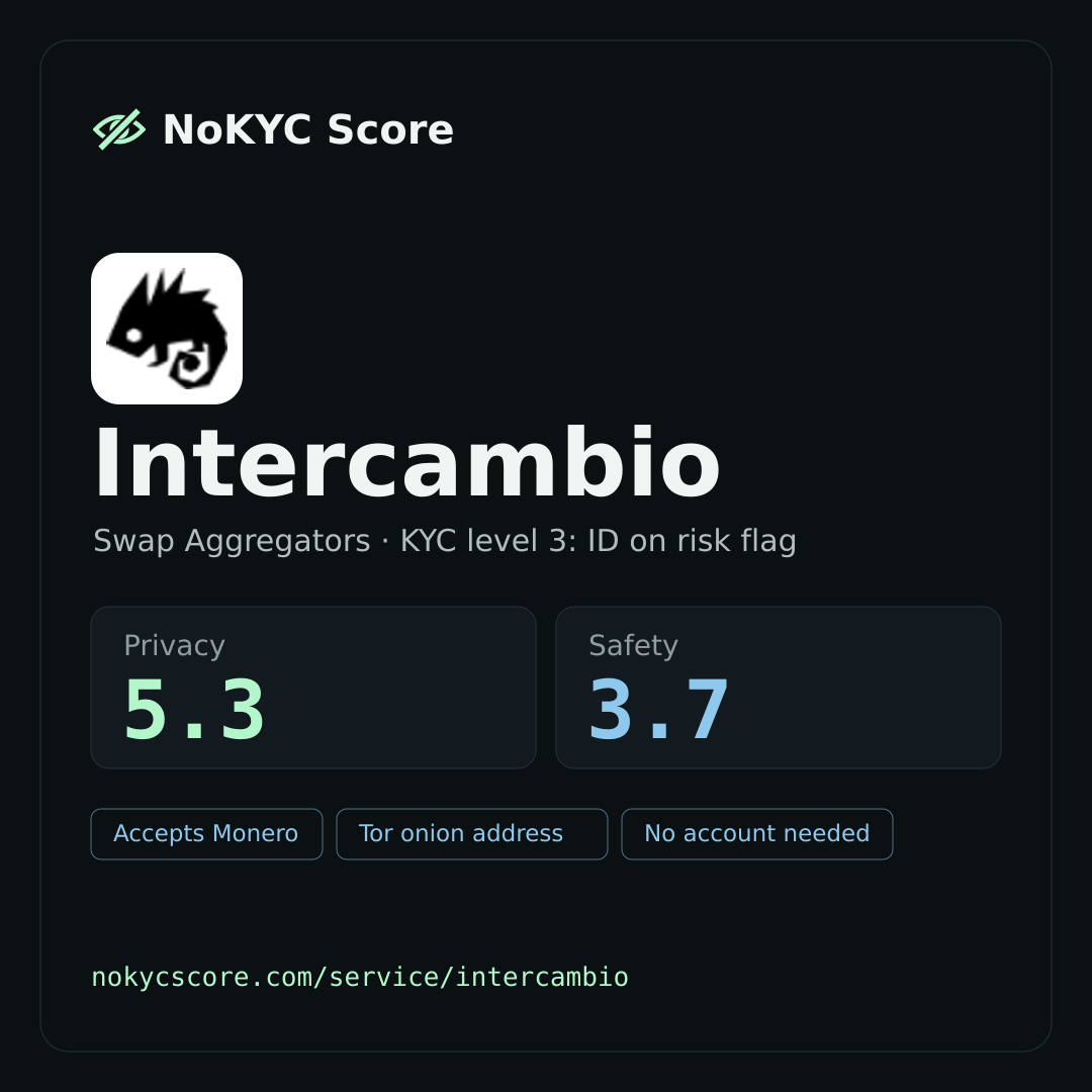 Intercambio on NoKYC Score