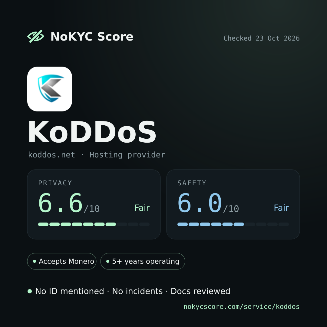 KoDDoS on NoKYC Score