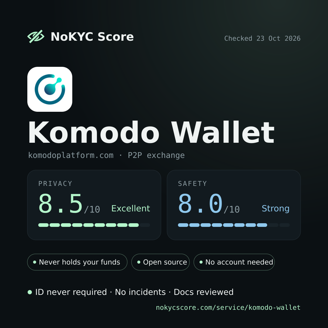 Komodo Wallet on NoKYC Score