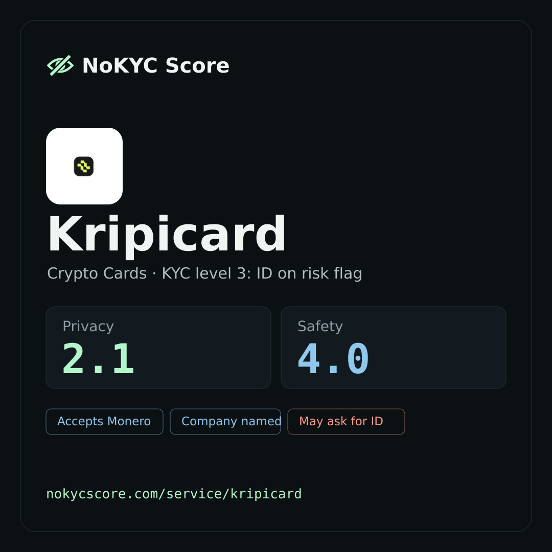 Kripicard on NoKYC Score