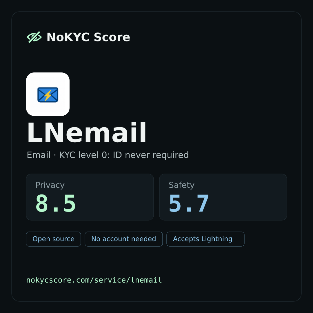 LNemail on NoKYC Score