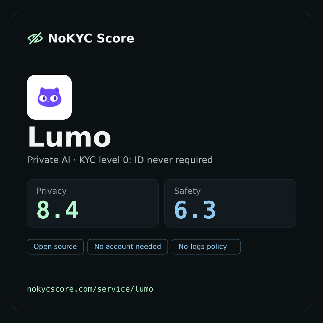 Lumo on NoKYC Score