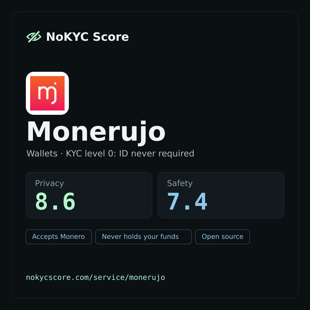 Monerujo on NoKYC Score
