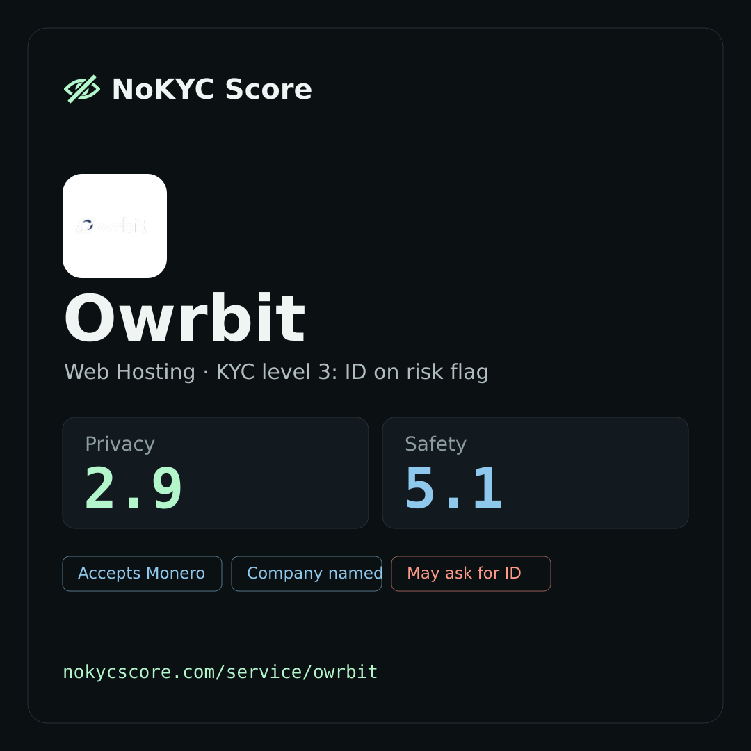Owrbit on NoKYC Score