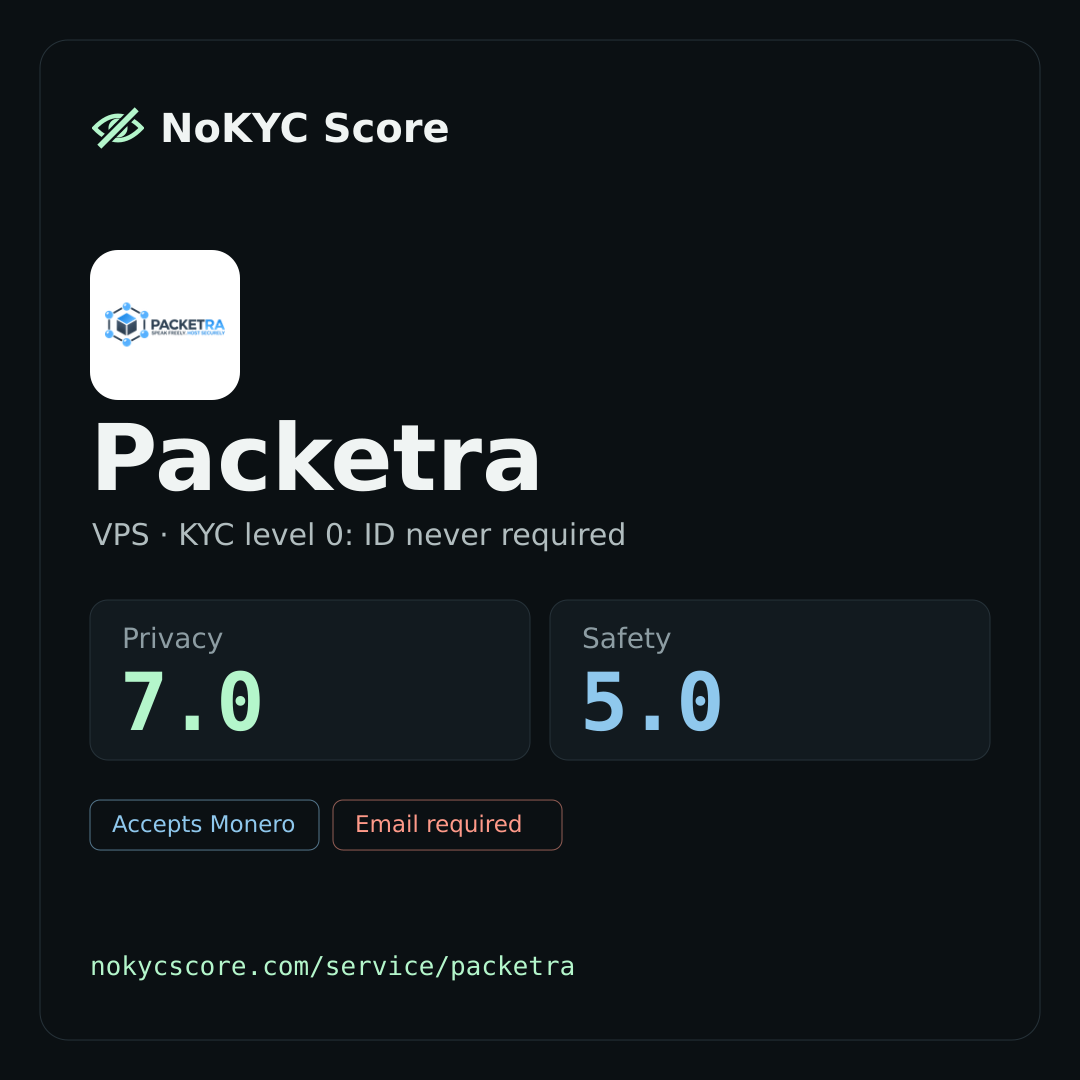 Packetra on NoKYC Score