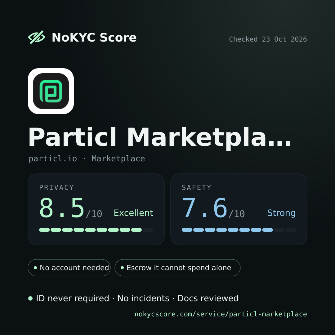 Particl Marketplace on NoKYC Score