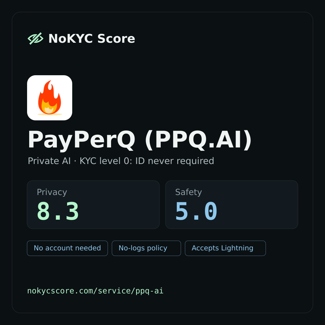 PayPerQ (PPQ.AI) on NoKYC Score