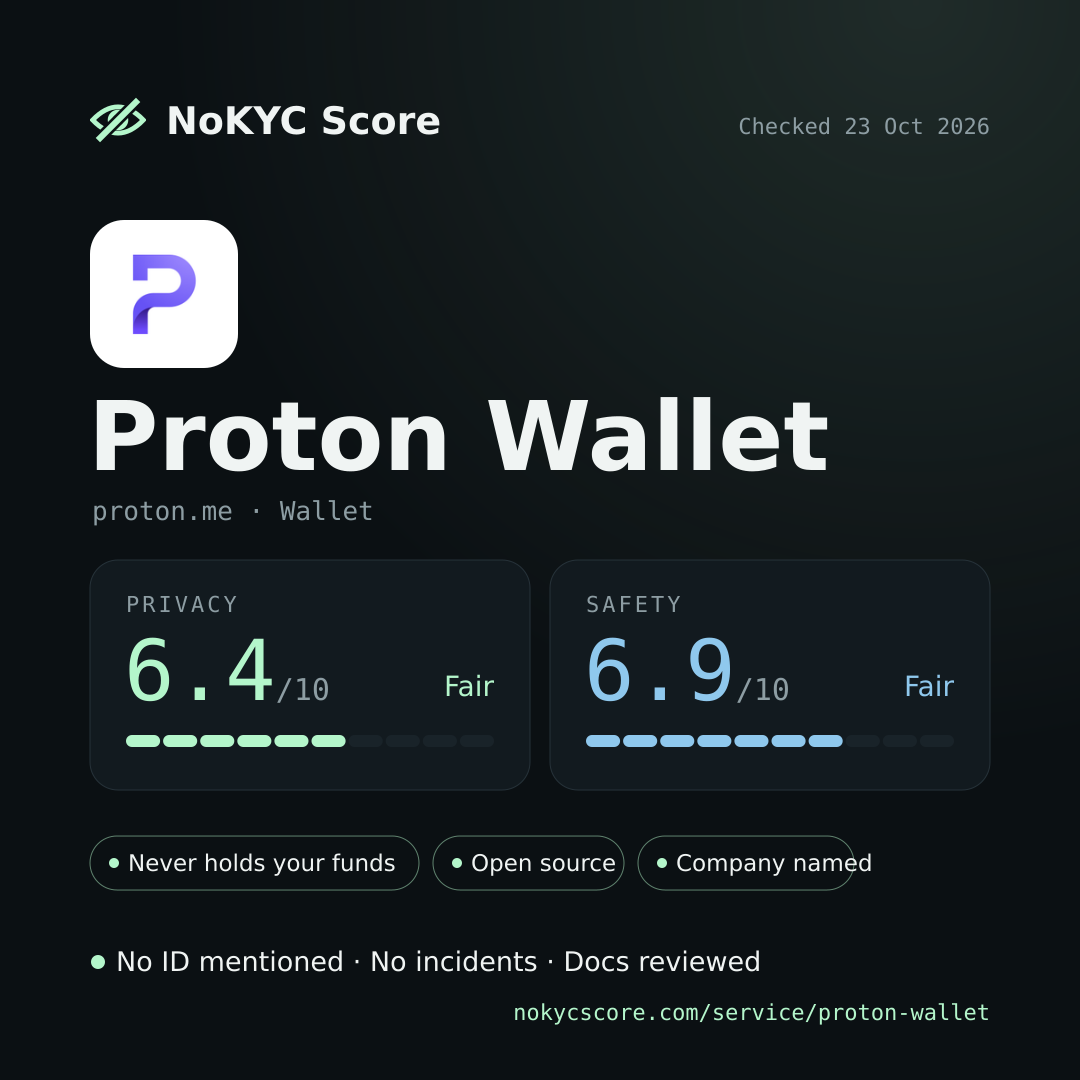 Proton Wallet on NoKYC Score