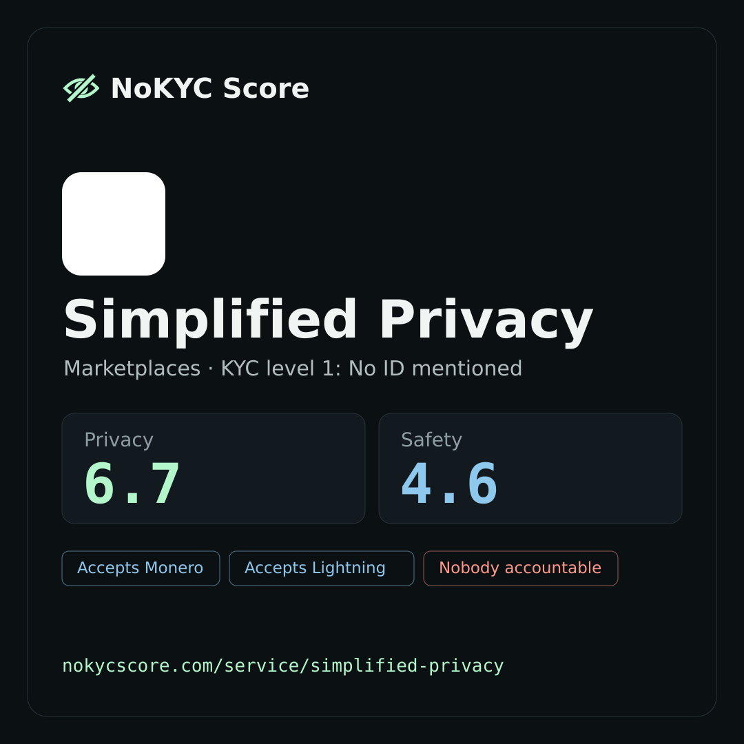 Simplified Privacy on NoKYC Score