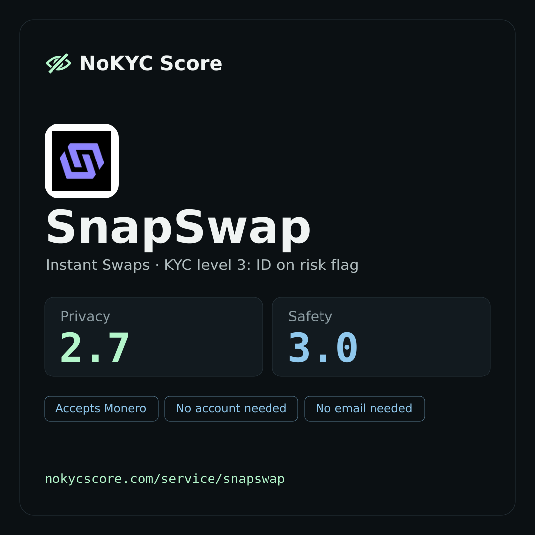 SnapSwap on NoKYC Score