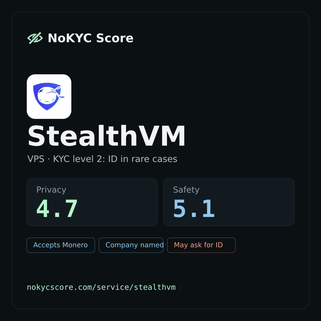 StealthVM on NoKYC Score