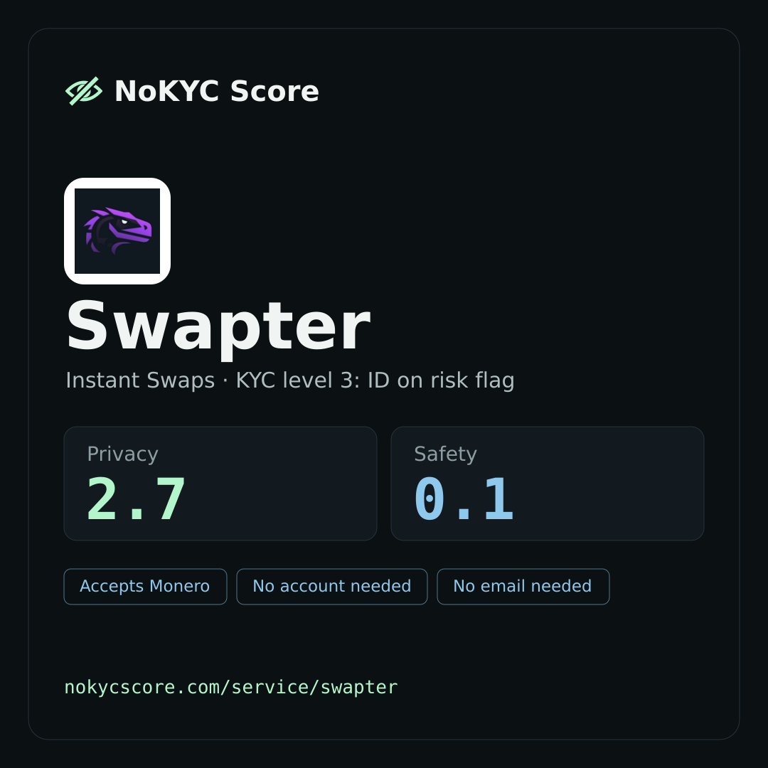 Swapter on NoKYC Score