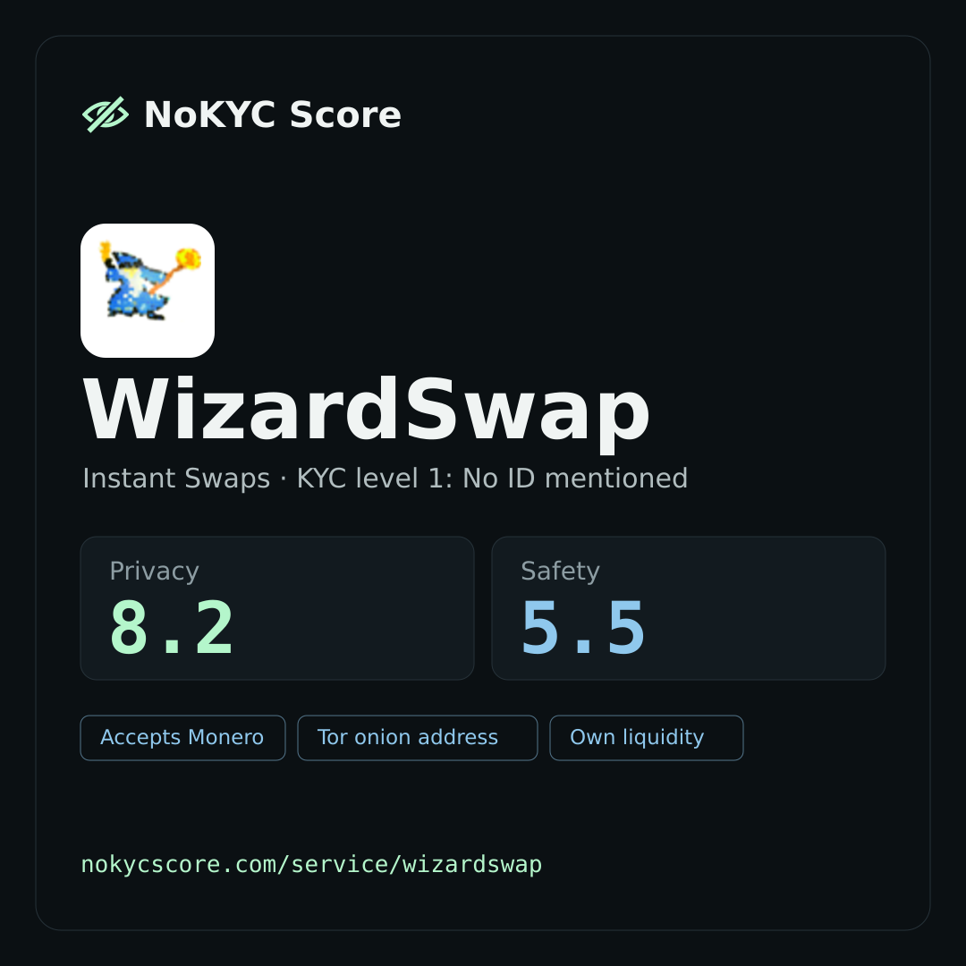 WizardSwap on NoKYC Score