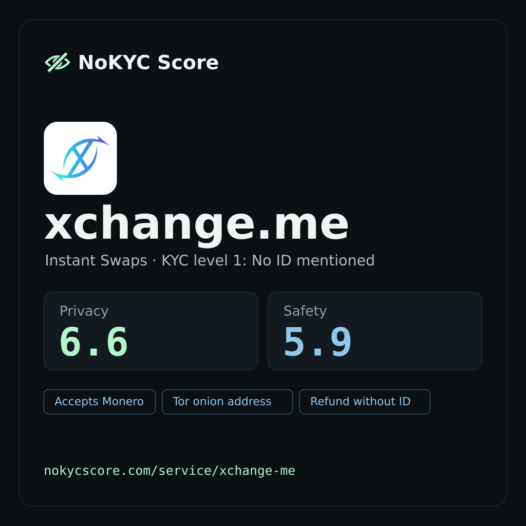 xchange.me on NoKYC Score